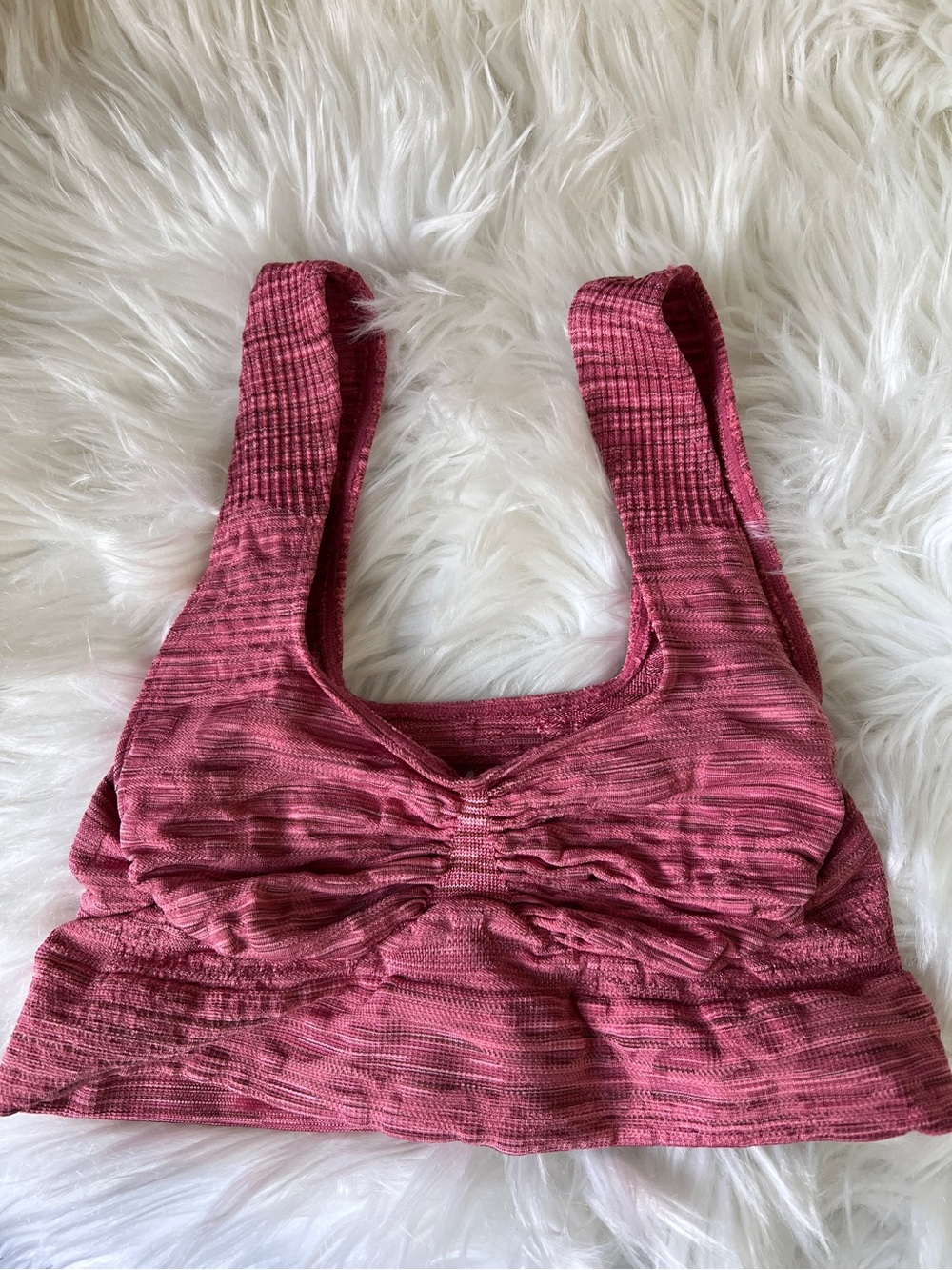 YITTY Pink Ribbed Seamless Support Crop Shapewear Bra M/L